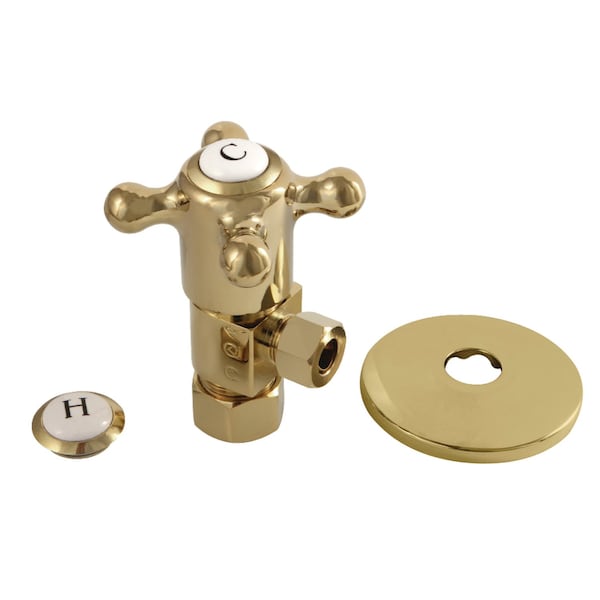 Kingston Brass 5/8"O.D x 3/8" O.D Anti-Seize Deluxe Quarter Turn Ceramic Hardisc Cartridge Angle Stop, Polished Brs CD53302BXK - main